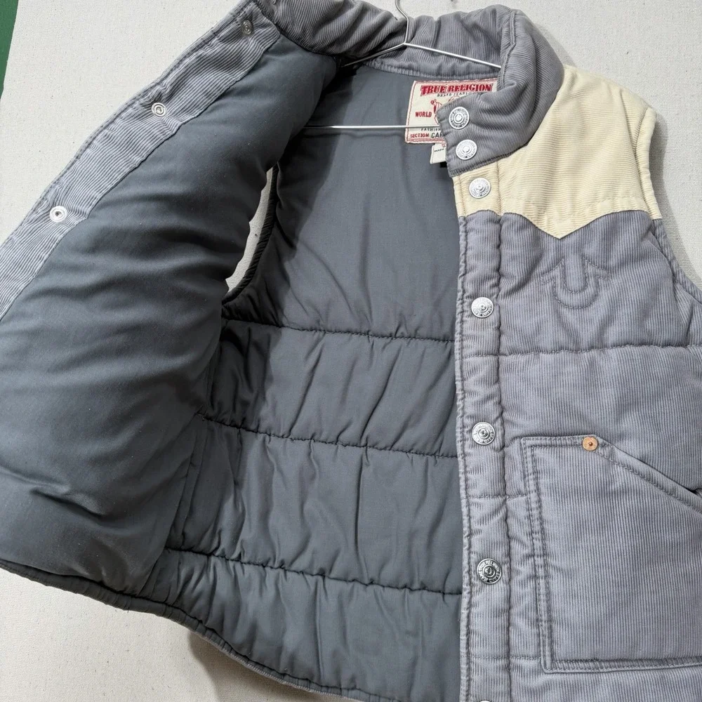 True‎ Religion Carter Vest Jacket Logo two tone Corduroy Men's L western